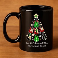 Rockin' Around the Christmas Tree Funny Guitar 11oz C Handle Ceramic Mug