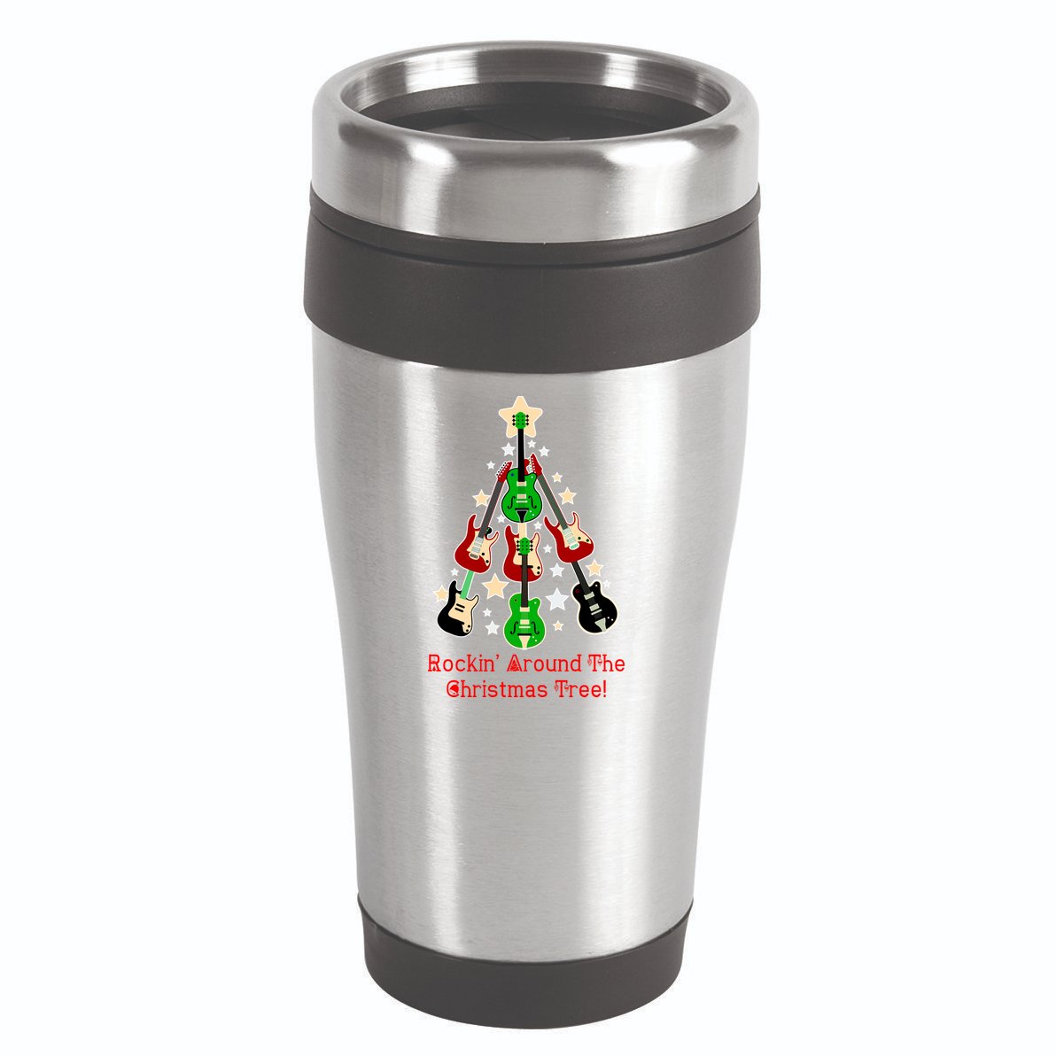 Rockin' Around the Christmas Tree Funny Guitar 16oz Travel Tumbler