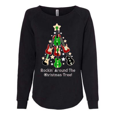 Rockin' Around the Christmas Tree Funny Guitar Womens California Wash Sweatshirt