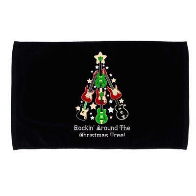 Rockin' Around the Christmas Tree Funny Guitar Microfiber Hand Towel