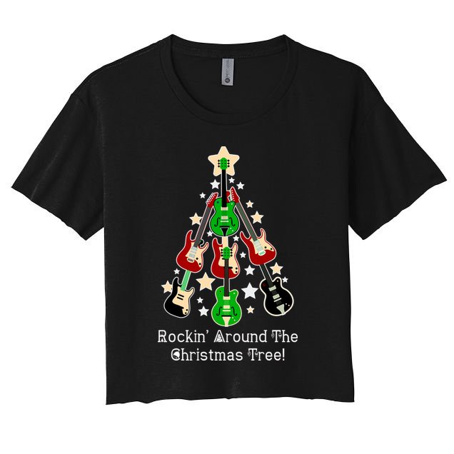 Rockin' Around the Christmas Tree Funny Guitar Crop Top