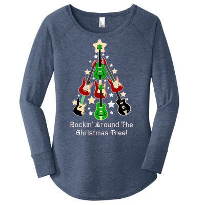 Rockin' Around the Christmas Tree Funny Guitar Women's Perfect Tri Tunic Long Sleeve Shirt