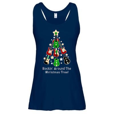 Rockin' Around the Christmas Tree Funny Guitar Ladies Essential Flowy Tank