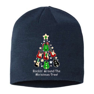 Rockin' Around the Christmas Tree Funny Guitar Sustainable Beanie