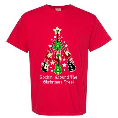 Rockin' Around the Christmas Tree Funny Guitar Garment-Dyed Heavyweight T-Shirt