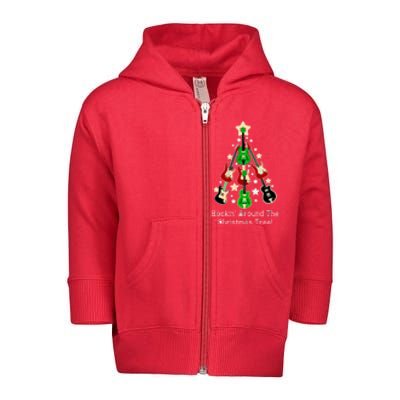 Rockin' Around the Christmas Tree Funny Guitar Toddler Zip Fleece Hoodie