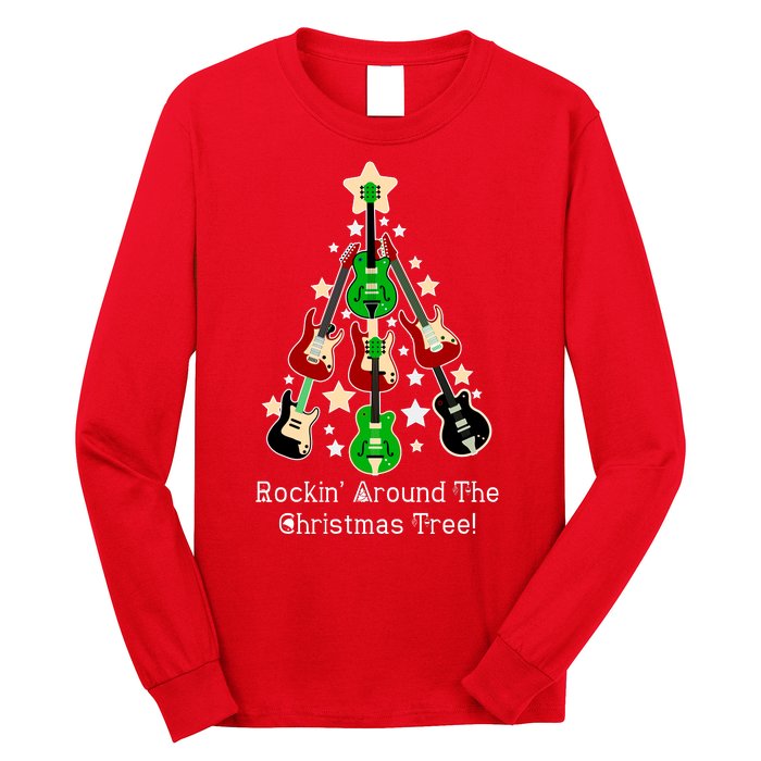 Rockin' Around the Christmas Tree Funny Guitar Long Sleeve Shirt