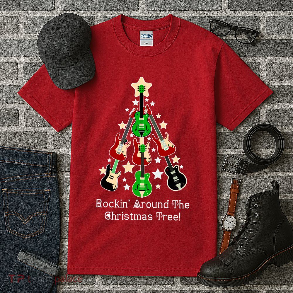 Rockin' Around the Christmas Tree Funny Guitar Tall T-Shirt