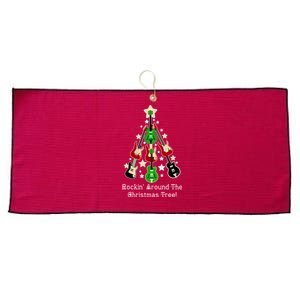 Rockin' Around the Christmas Tree Funny Guitar Large Microfiber Waffle Golf Towel