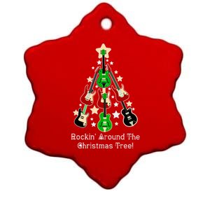 Rockin' Around the Christmas Tree Funny Guitar Ceramic Star Ornament