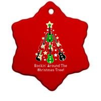 Rockin' Around the Christmas Tree Funny Guitar Ceramic Star Ornament