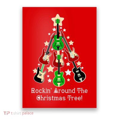 Rockin' Around the Christmas Tree Funny Guitar Poster