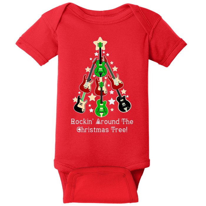 Rockin' Around the Christmas Tree Funny Guitar Baby Bodysuit