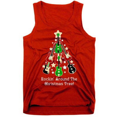 Rockin' Around the Christmas Tree Funny Guitar Tank Top