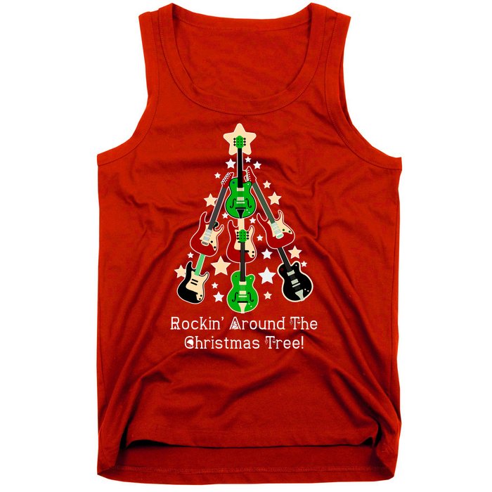 Rockin' Around the Christmas Tree Funny Guitar Tank Top