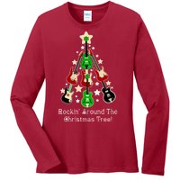 Rockin' Around the Christmas Tree Funny Guitar Ladies Long Sleeve Shirt