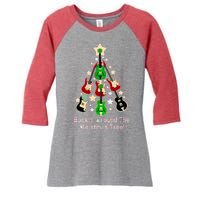 Rockin' Around the Christmas Tree Funny Guitar Women's Tri-Blend 3/4-Sleeve Raglan Shirt