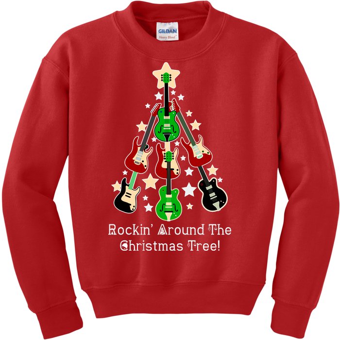 Rockin' Around the Christmas Tree Funny Guitar Kids Sweatshirt