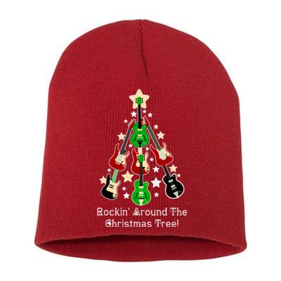 Rockin' Around the Christmas Tree Funny Guitar Short Acrylic Beanie