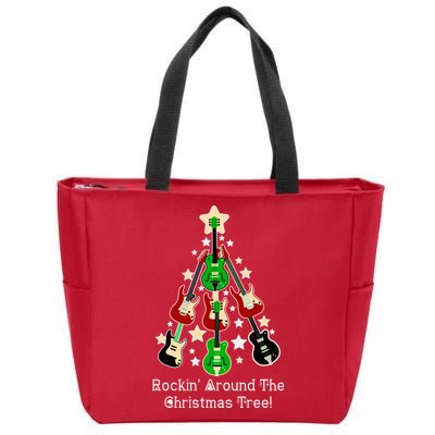 Rockin' Around the Christmas Tree Funny Guitar Zip Tote Bag