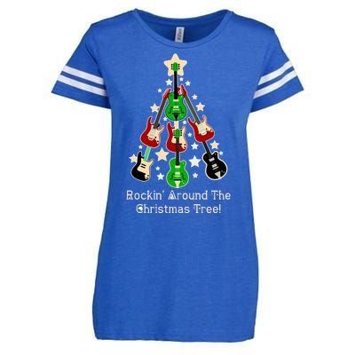 Rockin' Around the Christmas Tree Funny Guitar Enza Ladies Jersey Football T-Shirt