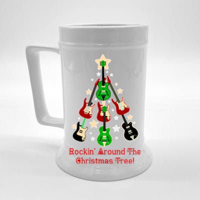 Rockin' Around the Christmas Tree Funny Guitar Beer Stein