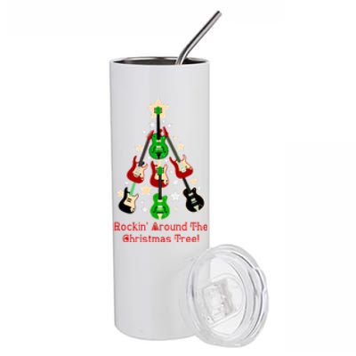 Rockin' Around the Christmas Tree Funny Guitar Stainless Steel Tumbler