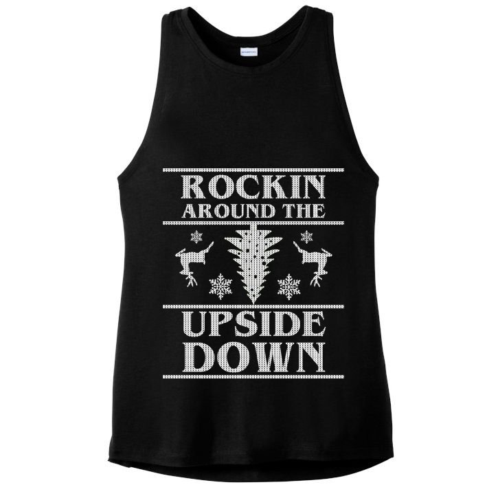 Rockin Around The Upside Down Ugly Christmas Ladies PosiCharge Tri-Blend Wicking Tank