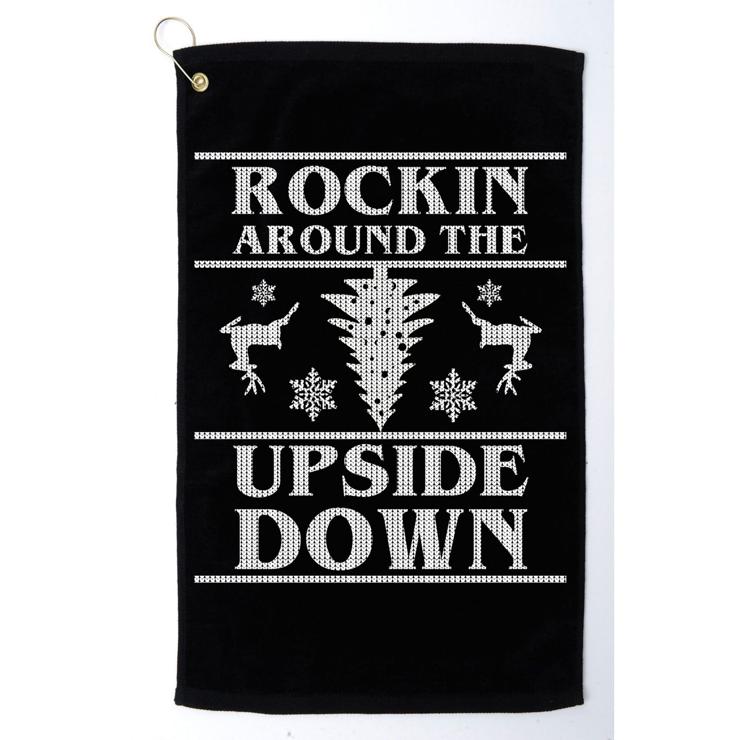 Rockin Around The Upside Down Ugly Christmas Golf Towel