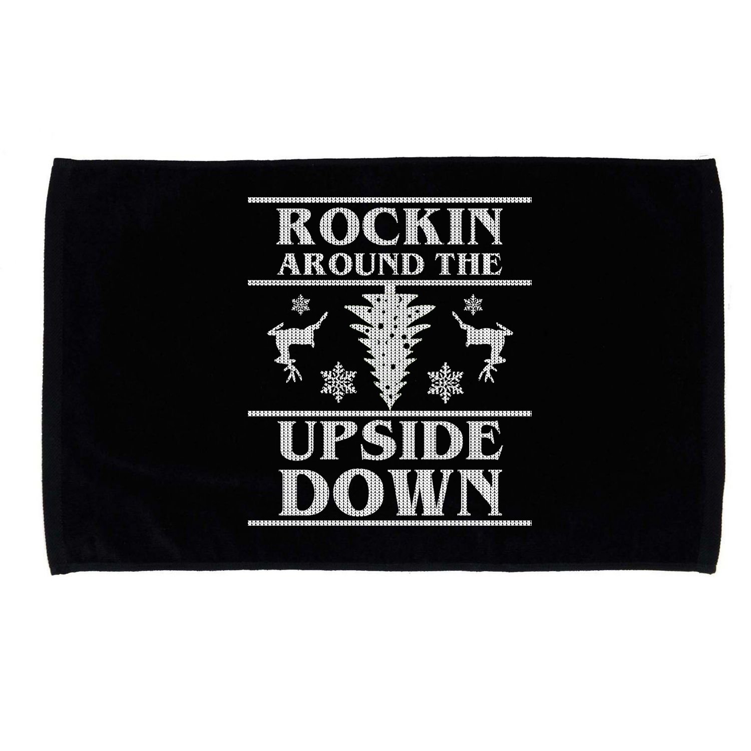 Rockin Around The Upside Down Ugly Christmas Microfiber Hand Towel