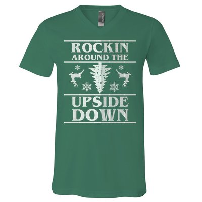 Rockin Around The Upside Down Ugly Christmas V-Neck T-Shirt