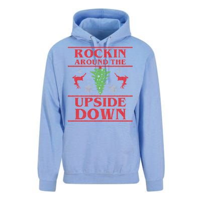 Rockin Around The Upside Down Ugly Christmas Unisex Surf Hoodie