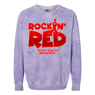 Rockin Red Heart Health Awareness Colorblast Crewneck Sweatshirt