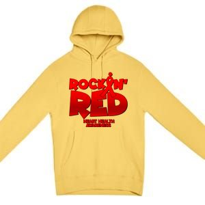 Rockin Red Heart Health Awareness Premium Pullover Hoodie