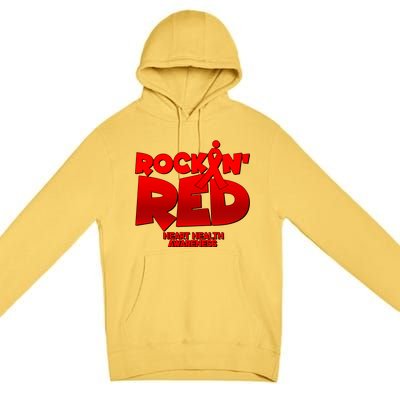 Rockin Red Heart Health Awareness Premium Pullover Hoodie