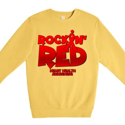 Rockin Red Heart Health Awareness Premium Crewneck Sweatshirt