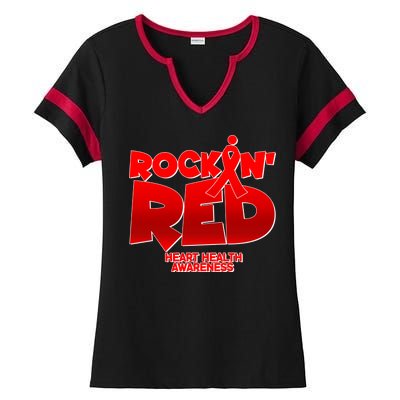 Rockin Red Heart Health Awareness Ladies Halftime Notch Neck Tee