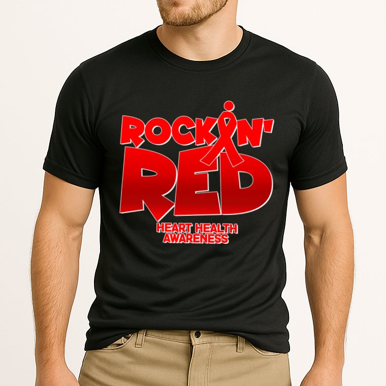 Rockin Red Heart Health Awareness Cooling Performance Crew T-Shirt