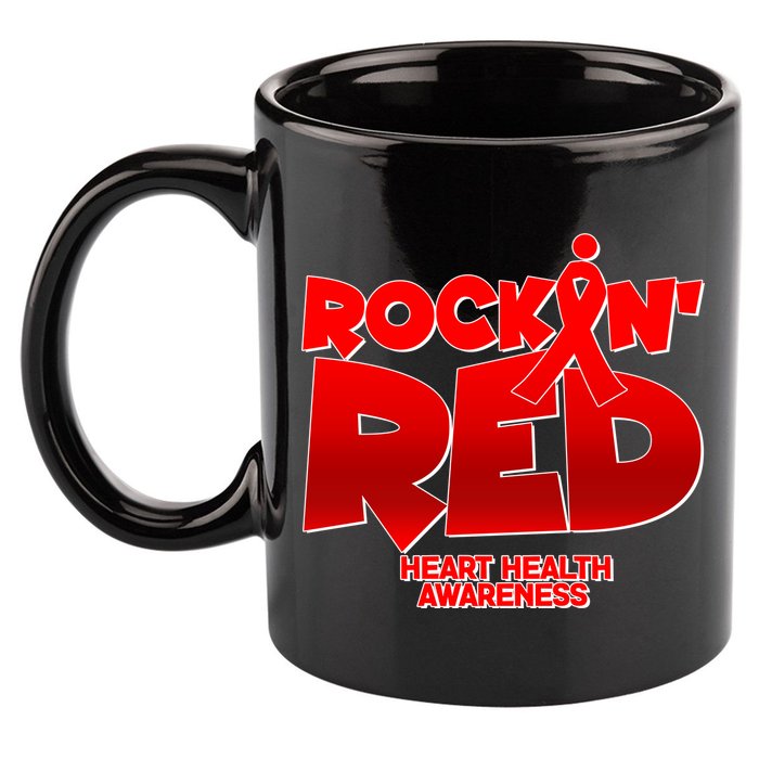 Rockin Red Heart Health Awareness 11oz C Handle Ceramic Mug