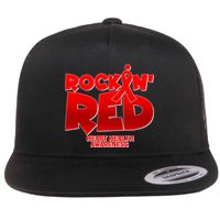 Rockin Red Heart Health Awareness Flat Bill Trucker Hat