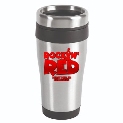 Rockin Red Heart Health Awareness 16oz Travel Tumbler
