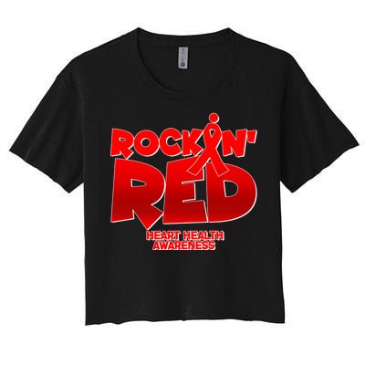 Rockin Red Heart Health Awareness Women's Crop Top Tee