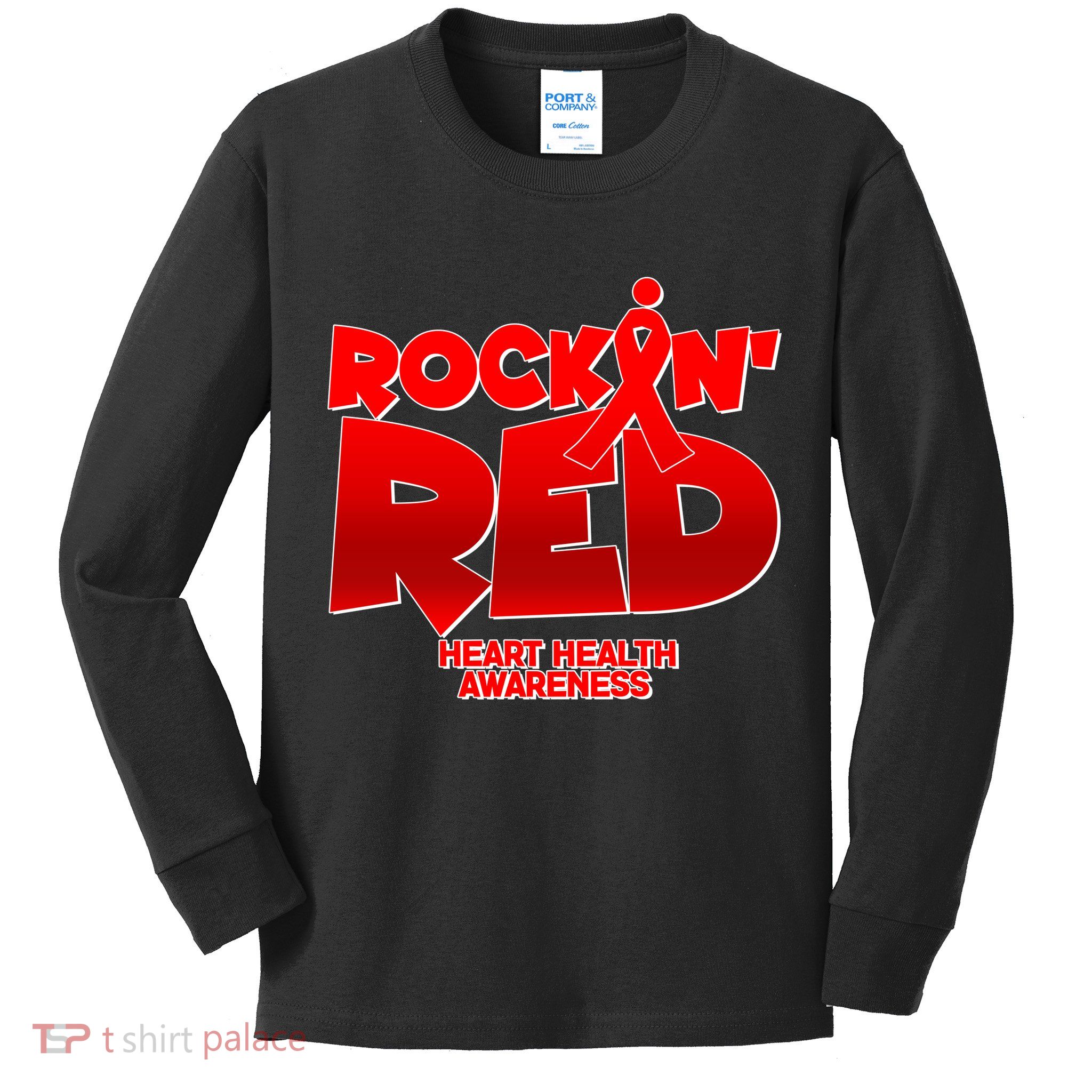 Rockin Red Heart Health Awareness Kids Long Sleeve Shirt