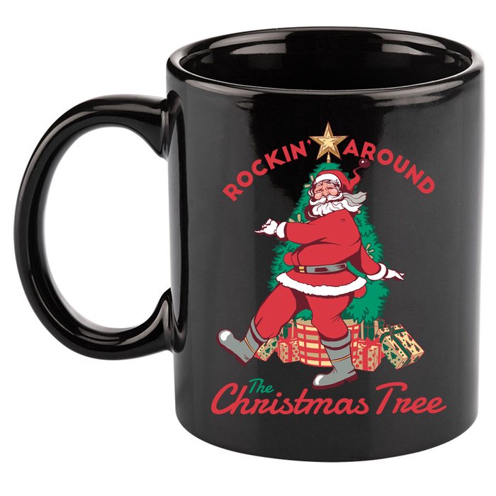 Rockin Santa 11oz C Handle Ceramic Mug