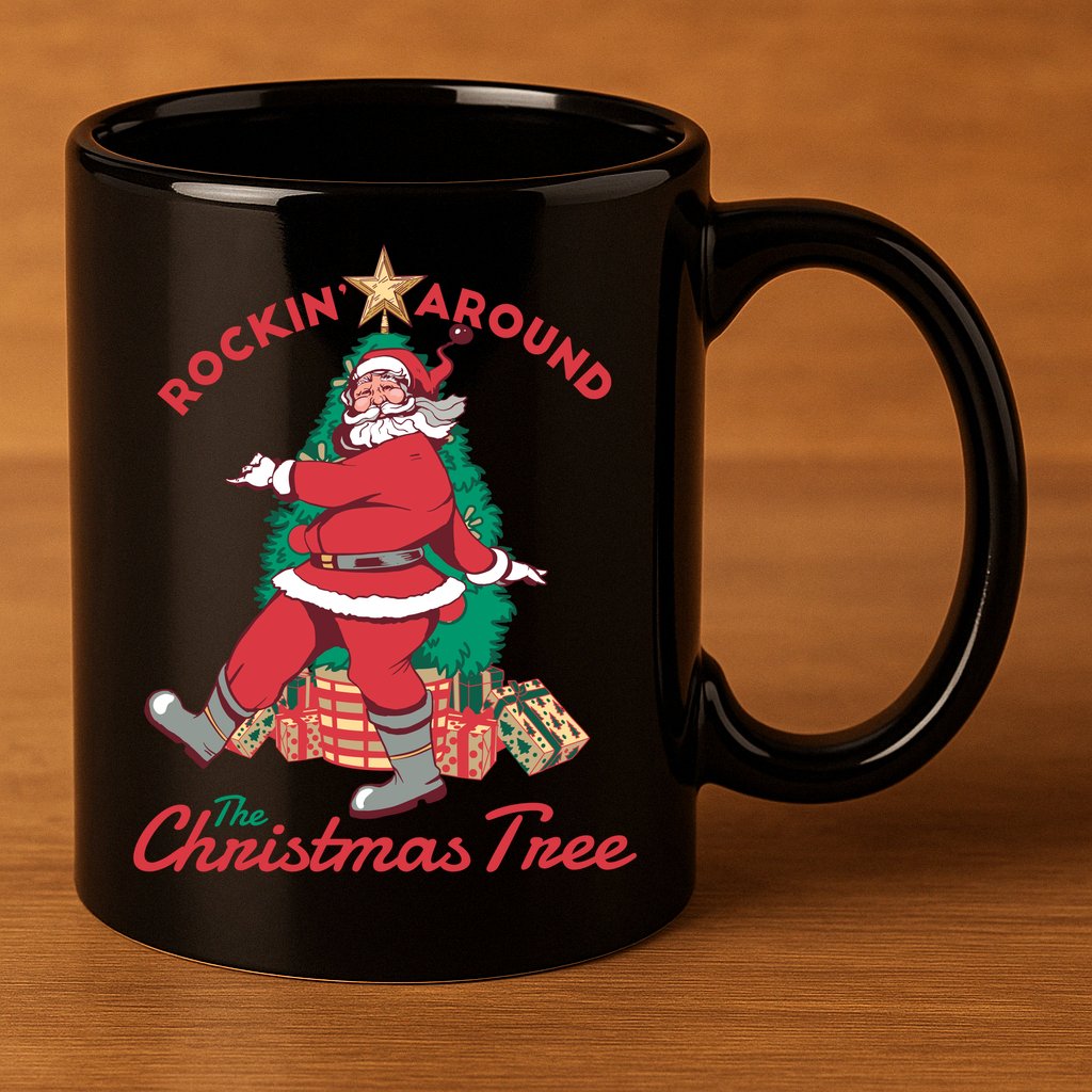 Rockin Santa 11oz C Handle Ceramic Mug