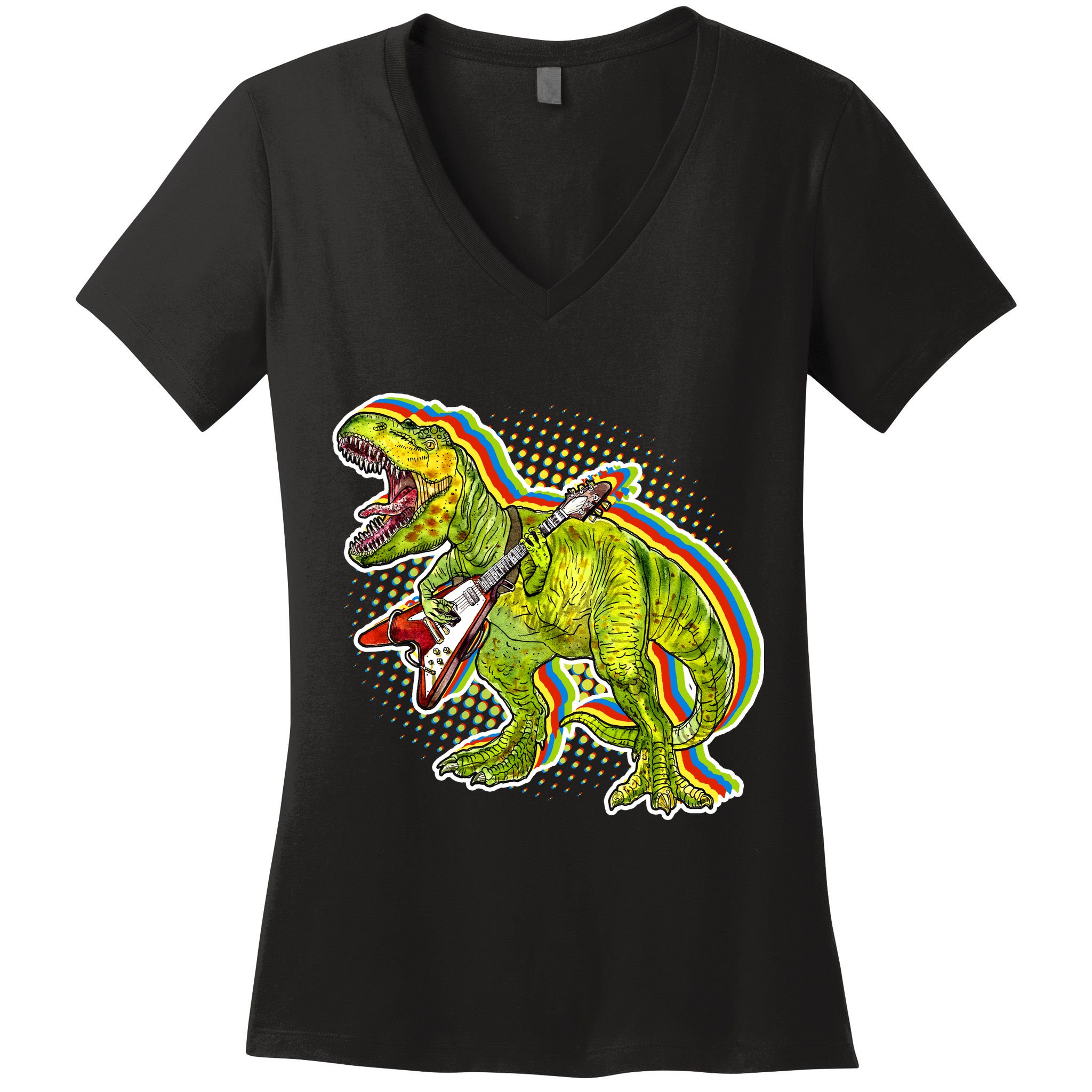 Rockin T-Rex Women's V-Neck T-Shirt