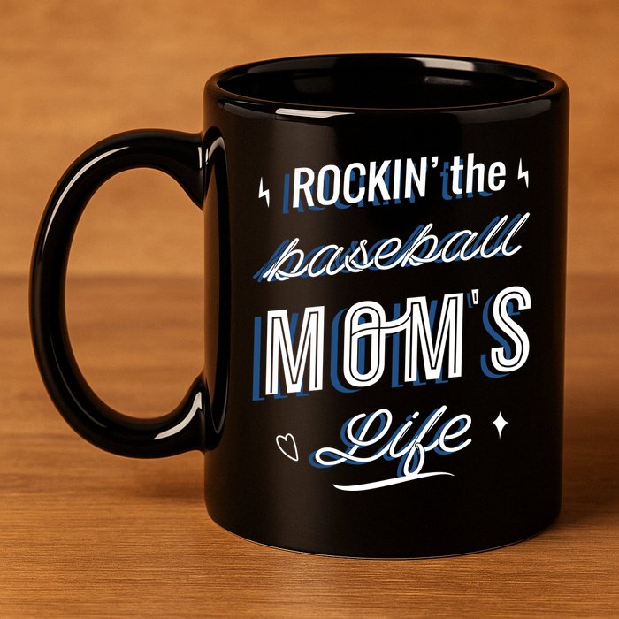 Rockin The Baseball Moms Life 11oz C Handle Ceramic Mug