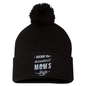 Rockin The Baseball Moms Life Pom Pom 12in Knit Beanie