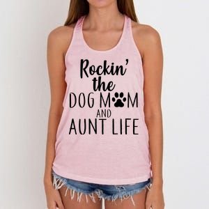 Rockin The Dog Mom And Aunt life Women's Knotted Racerback Tank