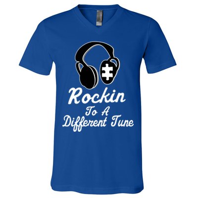 Rockin' To A Different Tune Autism V-Neck T-Shirt